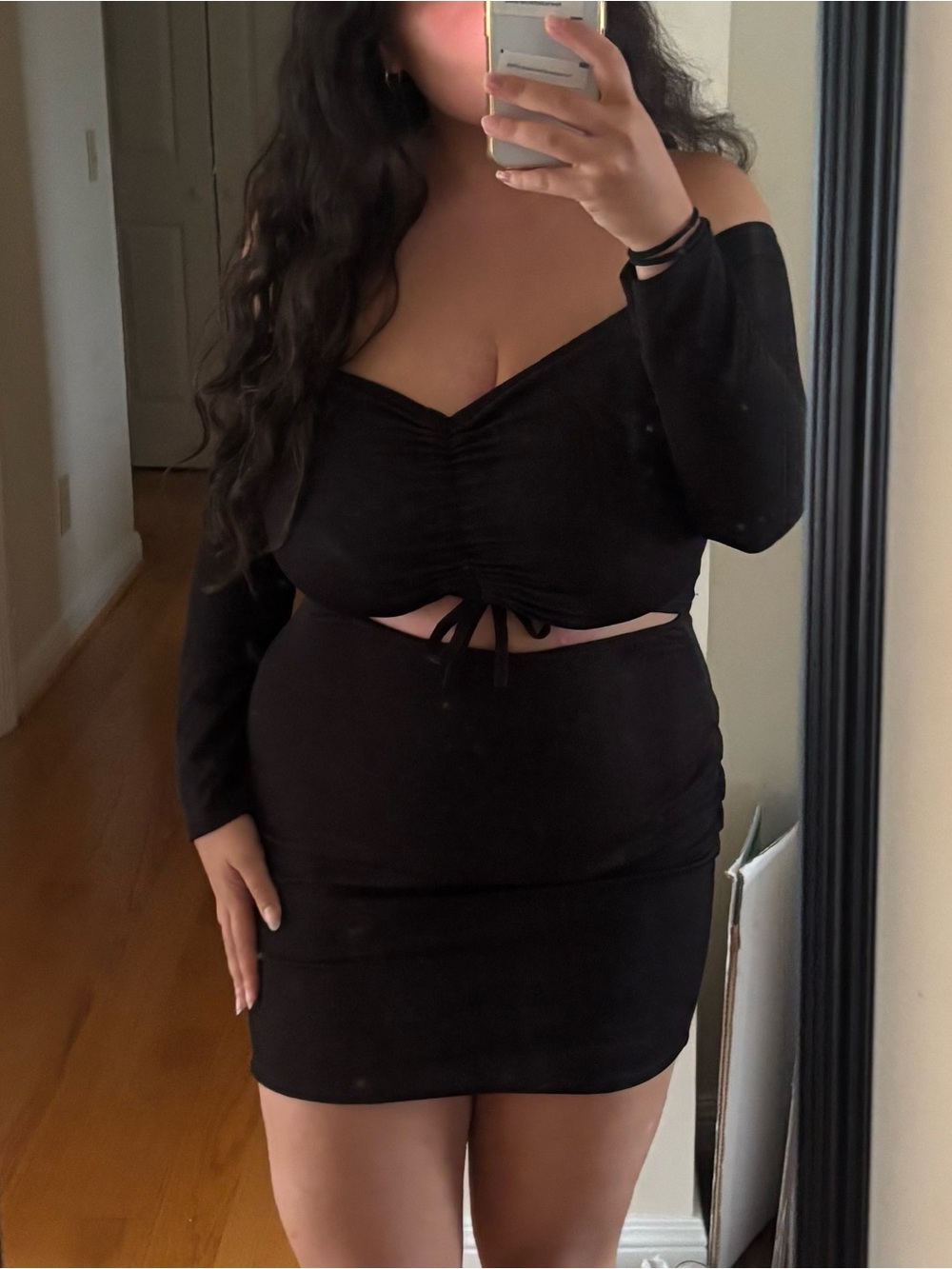 Black Ruched Mini Dress - Going Out Dress